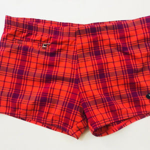 Vintage Meyba Naval Red/Purple Plaid Swimshorts